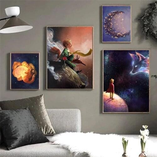 Artwork Animation The Little Prince Canvas Painting Posters and Prints Cartoon Modular Pictures Baby Kids Room Home Decoration