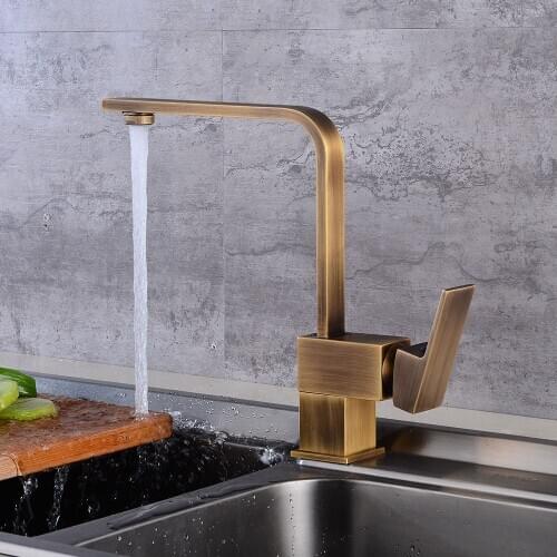 Kitchen Sink Faucets Antique Bronze Finish Brass Crane Kitchen Faucets Hot Cold Water Mixer Tap Single Hole Mixer Taps torneira