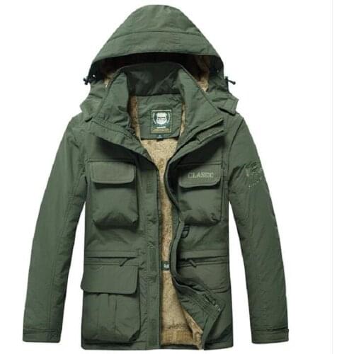 Winter Jacket Men Nice Thick Fleece Warm Coat Male Hooded Military Jackets and Coats Pockets Windbreaker Jacket Men Outerwear