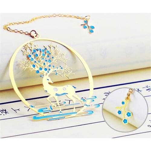 Metal Fan Book Marks Brass Hollow Tassel Bookmark for Books Creative Small Fresh Antique Office Stationery Decorate Gifts