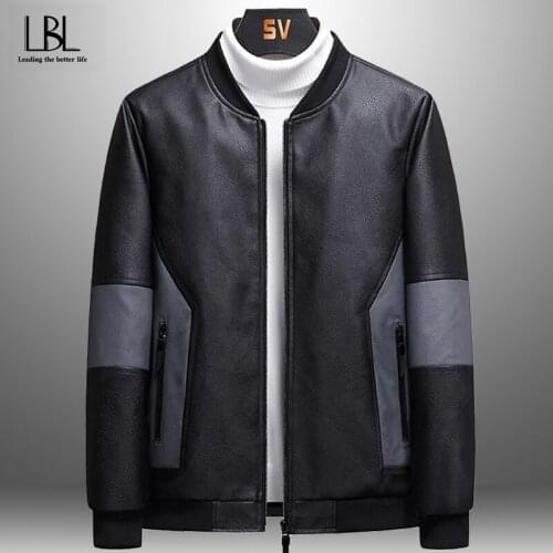 Men Causal Thick Faux Leather Jackets Motor Biker Coats Man Patchwork PU Leather Jackets Male Outwear Plus Size 8XL New Fashion