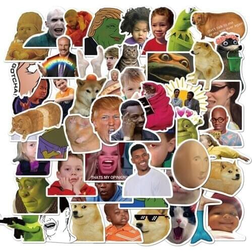 50pcs pack Funny Meme Graffiti Stickers Flakes For Cars Motorcycles Furniture Childrens toys Luggage Skateboards Lable