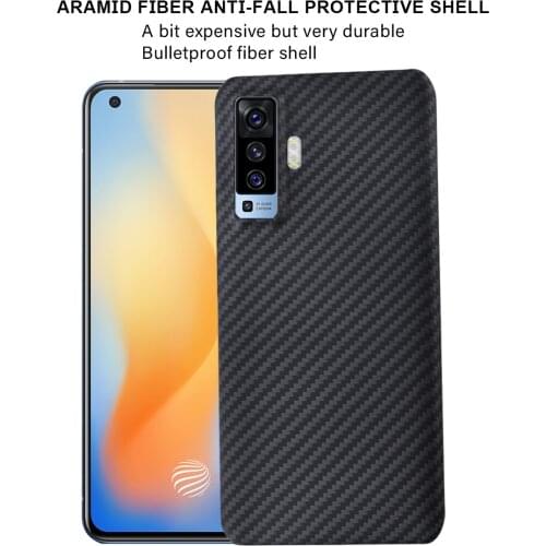 Newly Designed 100% Real Aramid Carbon Fiber Anti-Fall Protective Shell Suitable For VIVO X50 Back Cover Mobile Phone Bumper