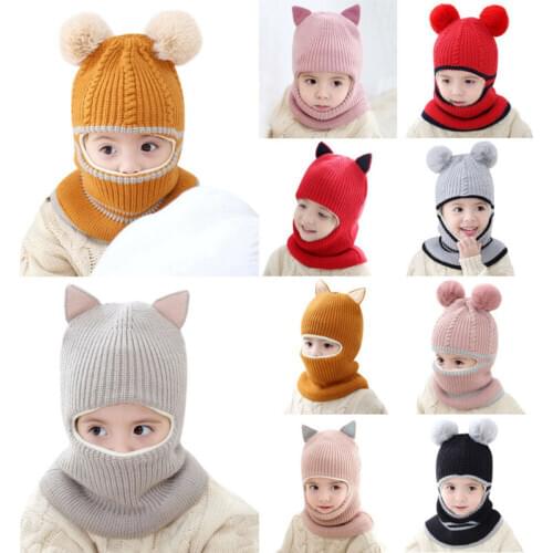 New Baby Toddler Winter Warm Monkey Beanie Hat Earflap Knitted Cap Girl Boy Kids Childrens ear knit cap