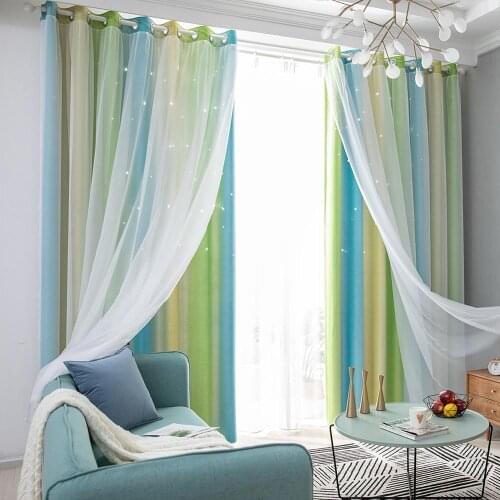 Hollow Star Sheer Curtain Romantic Window Curtains for Girl Kids Bedroom Blackout Window Drapes Curtain Home Decoration