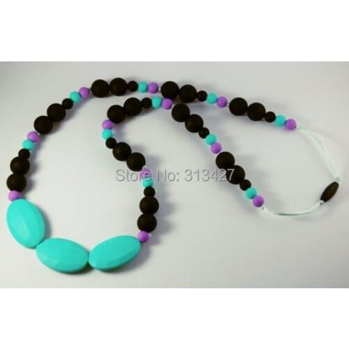MIX COLOR New Arrival Silicone Teething Necklaces Fashion Jewels Baby Chew Necklaces BPA Free Silicone Beads