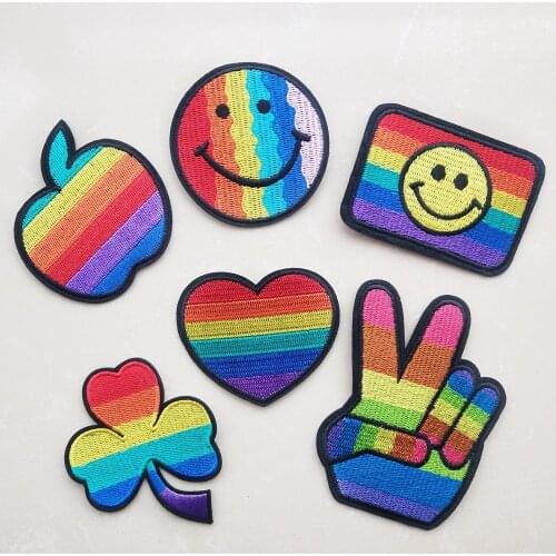 Rainbow Smile Embroidery Iron on Patches for Clothing Jacket Stickers Appliques on Backpack Badges Hats Parkas Coats Patch