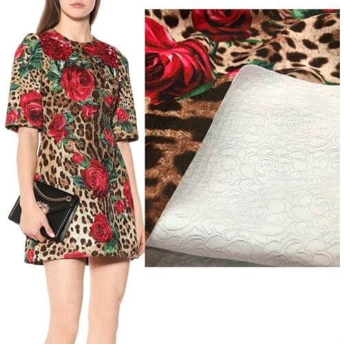 Rose Leopard Printed Polyester Twill Fabric Brand Chiffon Garment Shirt Pajamas Jacquard Fabric Cloth for Dress by Meter Sewing