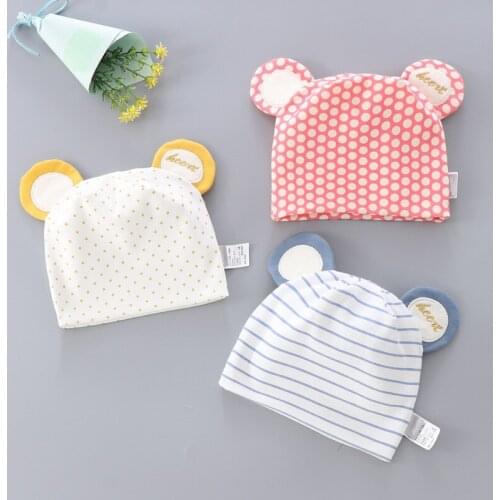 Children Print Baby Hat Kids Bear Ear Cap Newborn Girls Photography Props Spring Autumn Modis Beanie Turban Infant Props