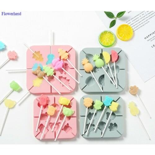 Lollipop Silicone Mold Fruit Animal Series Cartoon Home Homemade Children QQ Sugar Chocolate Mold Cake Decorating Tools