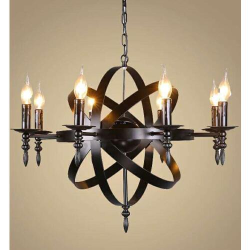 Nordic industrial style retro restaurant clothing wine hotel Globe chandelier wrought iron chandelier vintage chandelier
