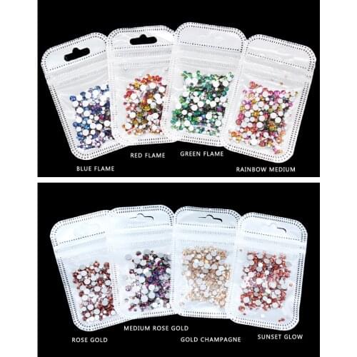 Mixed Size ss6-ss20 400pcs 40 Colors Rhinestone Crystal Flat back Nail Body Arts Face Gems Festival Costume Crafts Decorations