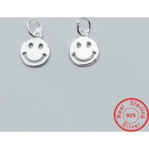 UQBing Solid 925 Sterling Silver Hollow Round Smile Face Charms Jewelry Findings