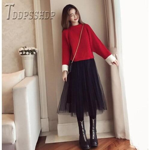 2019 Autumn Winter Women Sets Sweater And Skirt Female Sets