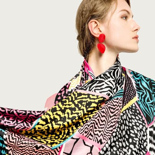 New Bright Pattern Silk Scarf Large Soft Warm Wrap Luxury Print Foulard 2021 [5017]