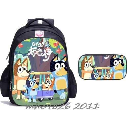 2 Pcs Set bingo bluey Children School Bags Orthopedic Backpack Kids School Boys Girls Mochila Infantil Catoon Bags Disney