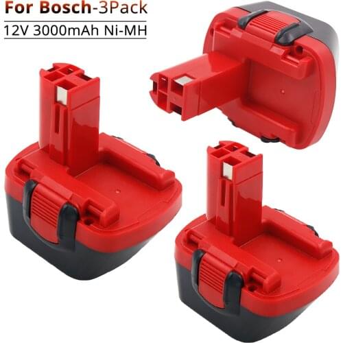 3PCS PSR 12V NiMH Ni-MH 3000mAh Replacement Battery for Bosch BAT043 BAT045 BAT046 BAT120 BAT139 PSB12VE-2 PSB 12 VE-2 PSR1200