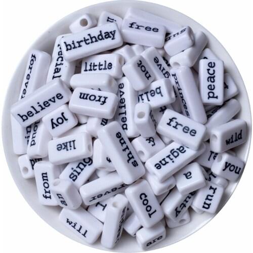 10pcs Random Acrylic Letter English Words Spacer Beads For Jewelry Making Handmade Diy Bracelet Necklace Childrens Teaching