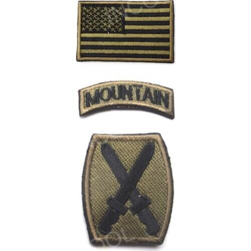 3D Embroidery Patch US Flag Mountain Sword Patches US Army Tactical Military Patches Emblem Appliques Embroidered Badges