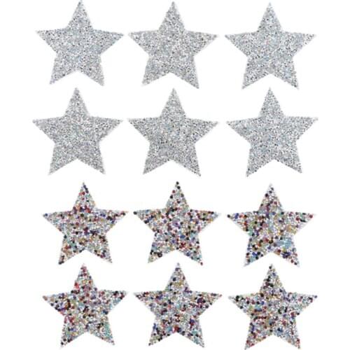 Pack of 6 Star Design Rhinestone Patch for Clothing Bag Backpack Sweater Decor