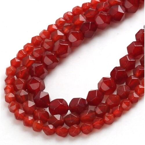 Natural Stone Faceted Red Jaspers Spacers Loose Beads DIY Bracelet Necklace Charms for Jewelry Making 15"6/8/10mm