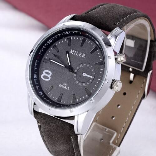 MILER Watch Men Sports Watches 8 Leather Band Quartz Wristwatches Cheap Price Dropshipping Horloge Heren Relogio Masculino 2020