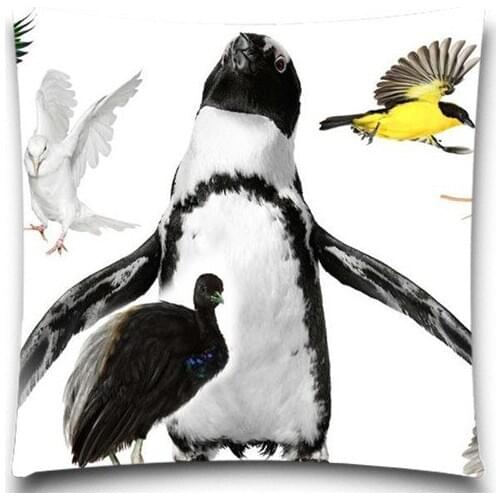 The penguin with three birds 2D print creative Pillow case Square cotton polyester cushion cover 5 size 9 style