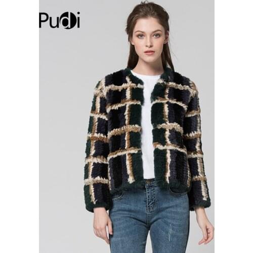 CR077 Genuine Rabbit Fur Coat Real Fur Knitted Knit Jacket Womens Winter Warm Plus Size Customized Fur Out Wear