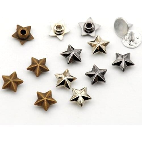 DIY 300sets/lot 9mm zinc alloy metal rivets star jeans button rivets with alum nail nickle/black/bronze ZD-006 free shipping