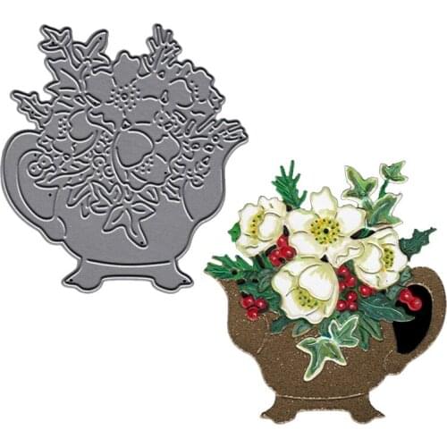 Home Decor Christmas Flower Pot Die Metal Cutting Dies Stencil for DIY Scrapbooking Album Emboss Paper Card Decorative Template
