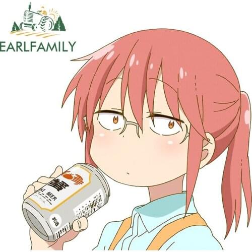 EARLFAMILY 13cm x 12.5cm for Kobayashi Beer Anime Decal Creative Laptop Car Sticker Windows Waterproof Sunscreen Vinyl Car Wrap