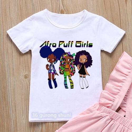 T-shirt for girls cute African melanin sisters black girl graphic girl clothes Harajuku girls t shirt white tops street clothing