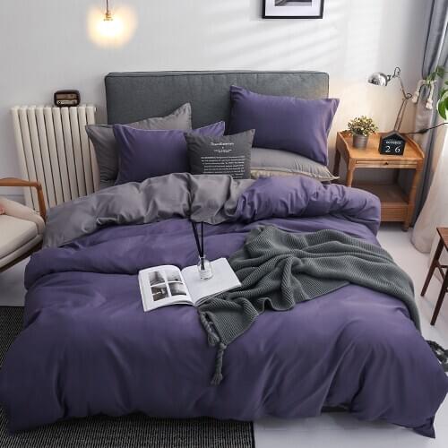 Classic Pure color Bed Linen Bedding Set 3/4pcs Yellow Blue Gray Purple Red color 200x230cm 220x240cm Size Bedclothes