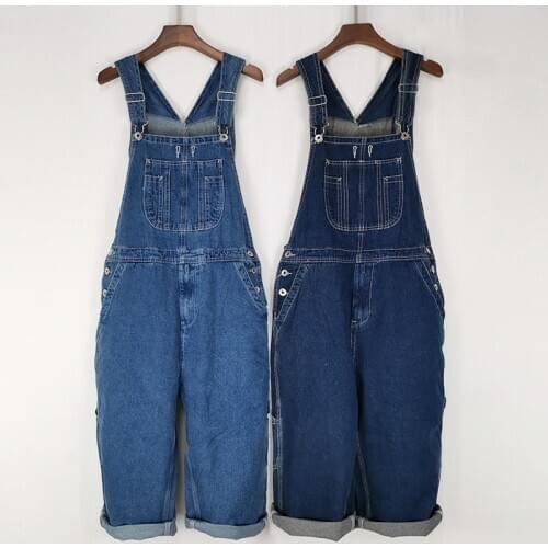 Mens Denim Shorts Hot 2020 Mens Plus Size 28-44 46 48 50 Overalls Large Size Huge Denim Bib Shorts Fashion Pocket Jumpsuits