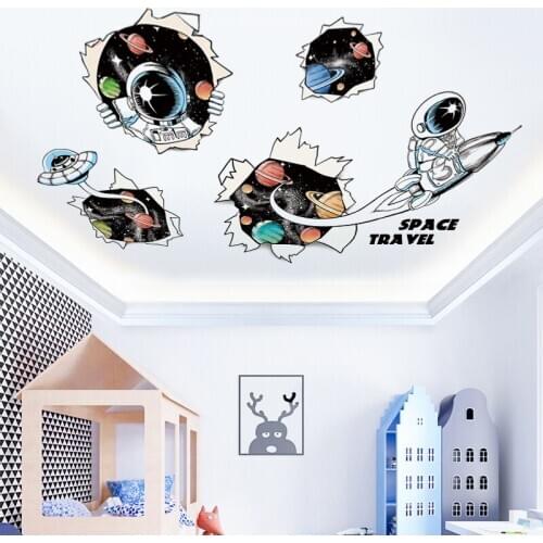 Star Sky Wall Sticker Creative Astronaut Boy Bedroom Background Decals for Furniture Ceiling Decoration PVC Self Adhesive Poster