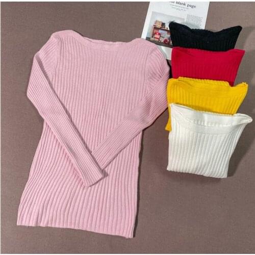 New 2020 Womens Knitwears Autumn Winter Slim Warm Pullover 5 Colours Minimalist Elegant Pink Ladies Bottoming CL503
