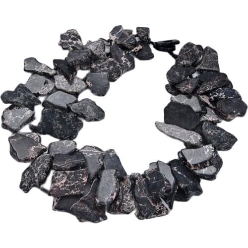 GG Jewelry 20" 2 Strands Black Sea Sediment Jaspers Statement Black Crystal Necklace