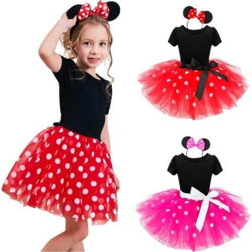 Baby Girl Mouse Dress Summer Polka Dots Girls Dress Casual Wear Children Birthday Party Dress Up Clothes Vestido Infantil