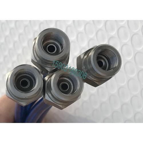PU Covered Motorcycle Brake Oil Hose Line Stainless Steel Braided PTFE Pipe With Convex Hexagonal Joint And Outer Filament