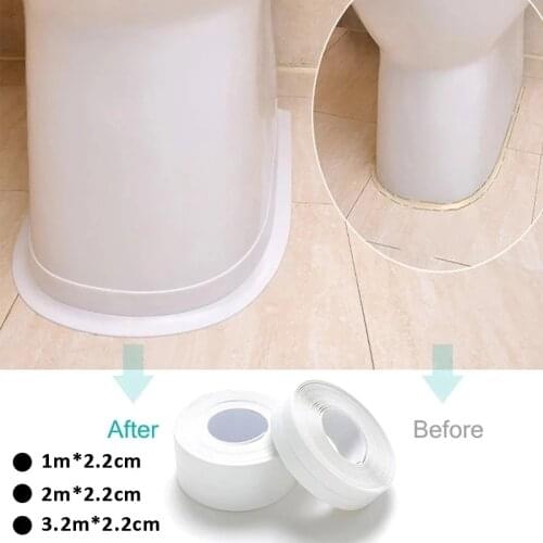 PVC Bathroom Sticker Kitchen Sink Sealing Border Tapes Bath Waterproof Mildewproof White Vinyl Self adhesive Sealant Strip Tape