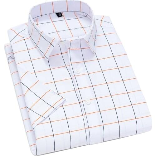AOLIWEN brand men40%cotton Fashion plaid short sleeve shirts for men summer soft sweat absorbent mens classic casual slim shirt