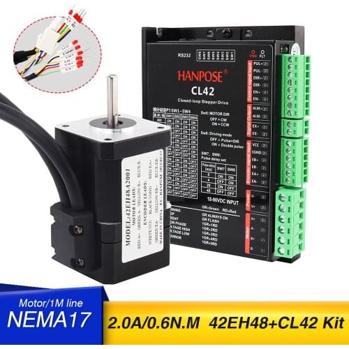 Servo motor NEMA 17 Stepper Motor 2A 0.6N.M 42EH48A2001 and CL42 Closed Loop Servo Driver CNC Controller