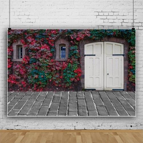 The Walls Are Covered with Beautiful Red Leaves Backdrops Photos Background Decors for Portrait Photography Props