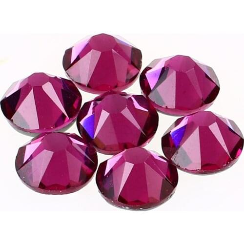 Fuchsia Hot fix Rhinestones Glitter Strass rhinestone applique Flatback Glass Crystal Hotfix stones Iron on for clothes