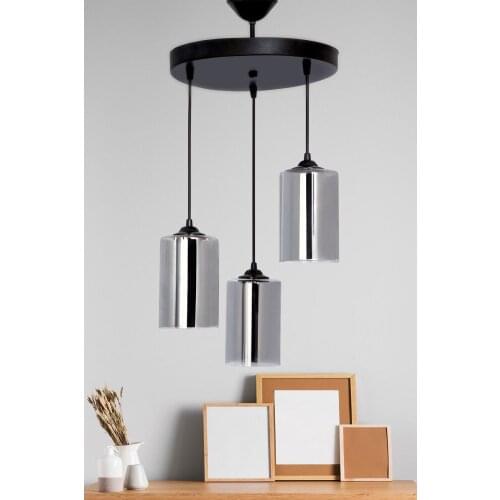 Triple Pendant Lamp Chandelier Modern Smoked Glass