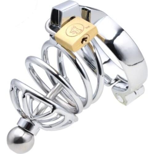 Stainless Steel Bird Man Chastity Device Cage Cock Ring Penis Lock Bondage Restraint Sex Toy For Male