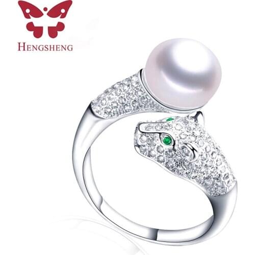 High Quality 100% Natural Pearl Rings For Women Luxury Zircon Silver925 Leopard Head Fine Jewelry Adjustable Ring
