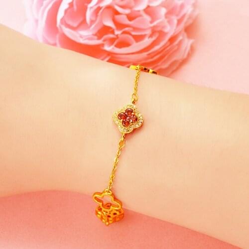 18k Gold Plated Bracelets for Women Vietnam Sand Gold Bracelet Fashion Jewelry Gifts Colorful Gems Chain Bracelet Femme pulseras