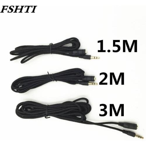 1.5m/2m/3m 3.5mm Jack Female to Male Earphone Headphone Stereo Audio Extension Cable Cord for Speaker Phone Nylon Wire