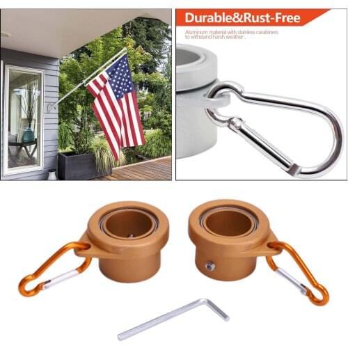 2 Pieces 360 Degree Alloy Flag Pole Mounting Rings Anti-Wrap Grommet Clip Fits 1inch Flagpoles